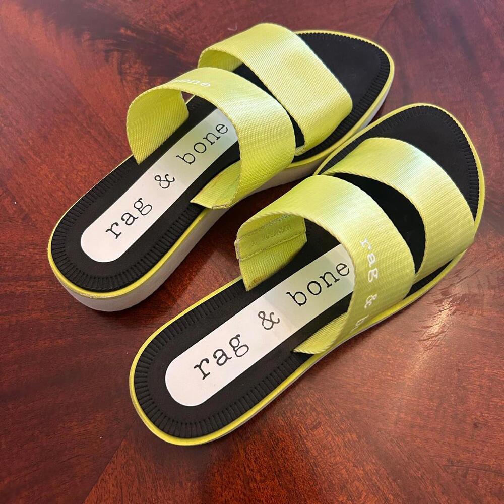 Rag & Bone Cameron Mila Slide Sandal Sandal Flat LIME GREEN Size 36 EU, US 6